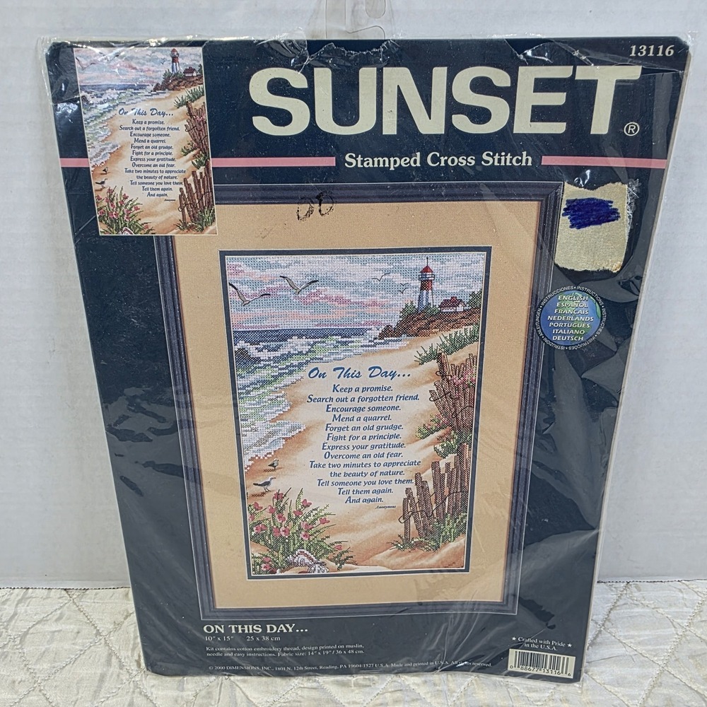 Sunset Stamped Cross Stitch On This Day... #13116 New!